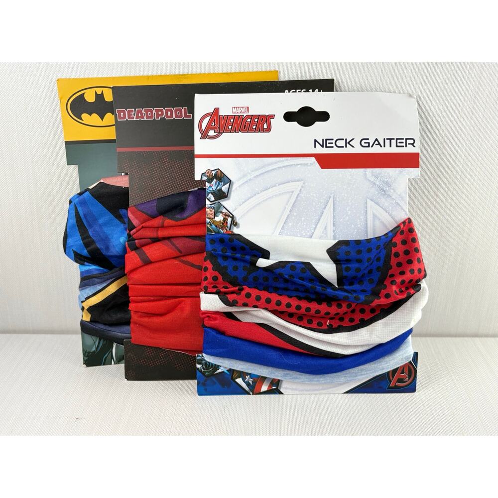 3 Batman Deadpool Marvel Avengers Concept One Accessories neck gaiters NEW